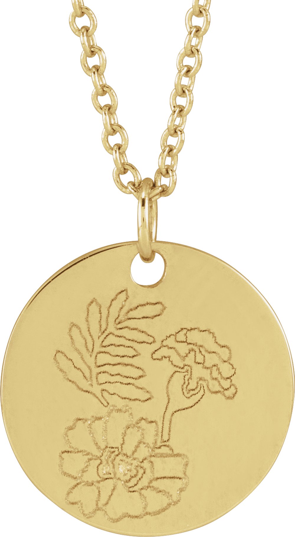 18K Yellow Gold-Plated Sterling Silver Marigold October Birth Flower 16-18" Necklace