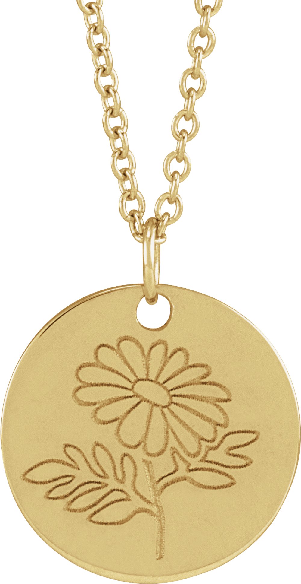 18K Yellow Gold-Plated Sterling Silver Daisy April Birth Flower 16-18" Necklace