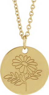 18K Yellow Gold-Plated Sterling Silver Daisy April Birth Flower 16-18" Necklace