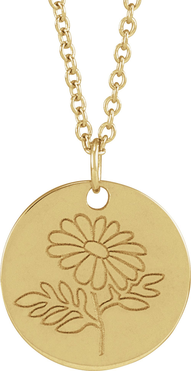 18K Yellow Gold-Plated Sterling Silver Daisy April Birth Flower 16-18" Necklace