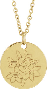 18K Yellow Gold-Plated Sterling Silver Narcissus December Birth Flower 16-18" Necklace