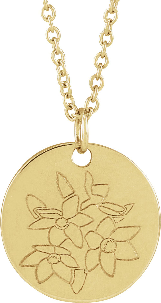 18K Yellow Gold-Plated Sterling Silver Narcissus December Birth Flower 16-18" Necklace