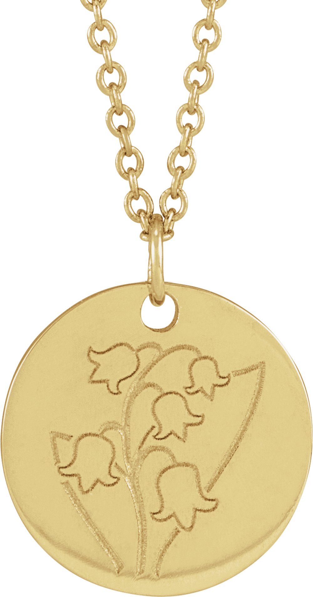 14K Yellow Gold Lily of the Valley May Birth Flower 16-18" Necklace
