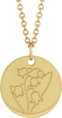 14K Yellow Gold Lily of the Valley May Birth Flower 16-18" Necklace