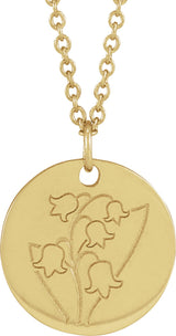 18K Yellow Gold-Plated Sterling Silver Lily May Birth Flower 16-18" Necklace