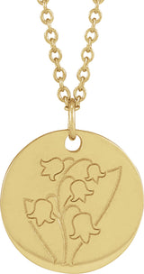 18K Yellow Gold-Plated Sterling Silver Lily May Birth Flower 16-18" Necklace