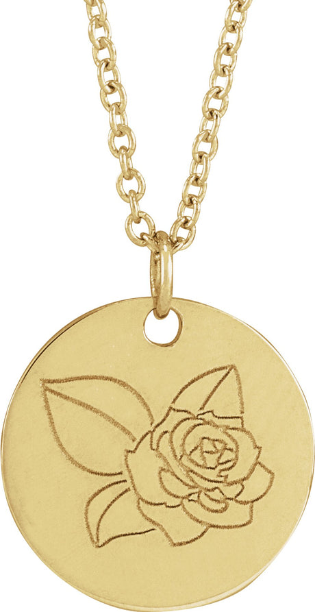 14K Yellow Gold Rose June Birth Flower 16-18" Necklace