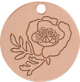 14K Rose August Poppy Flower Dangle 