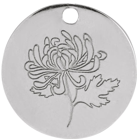 Sterling Silver November Chrysanthemum Flower Dangle 