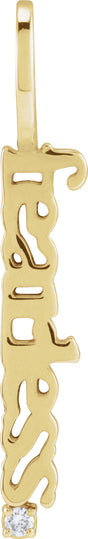 14K Yellow Gold .015 CT Natural Diamond Fearless Pendant
