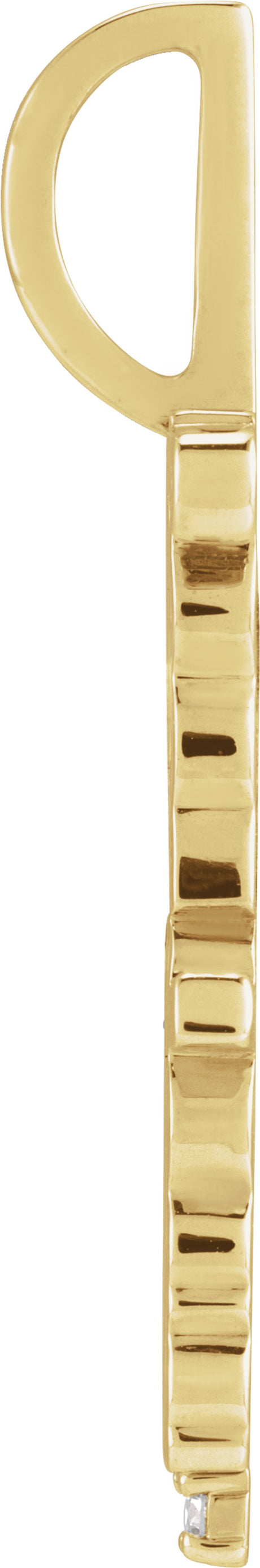 14K Yellow Gold .015 CT Natural Diamond Fearless Pendant