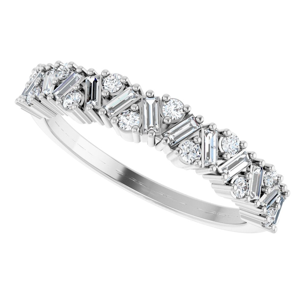 14K White 3/8 CTW Natural Diamond Scattered Anniversary Band