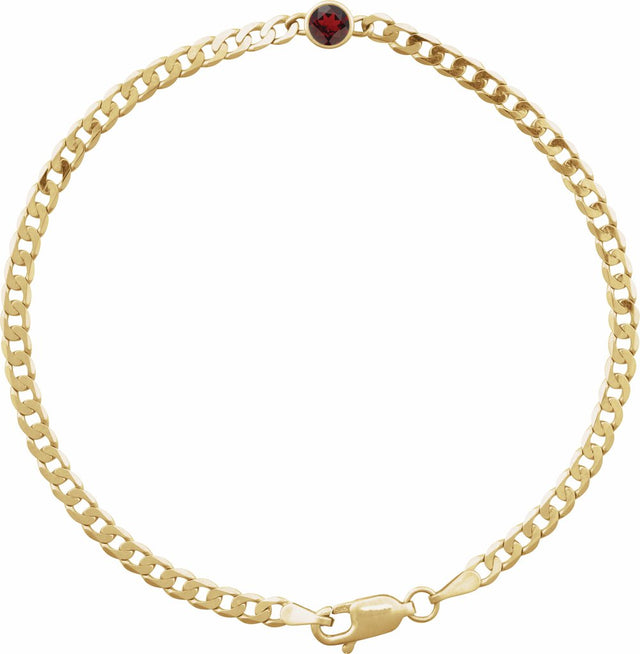 14K Yellow Natural Mozambique Garnet Link 7" Bracelet