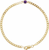 14K Yellow Gold Natural Amethyst Link 7" Bracelet