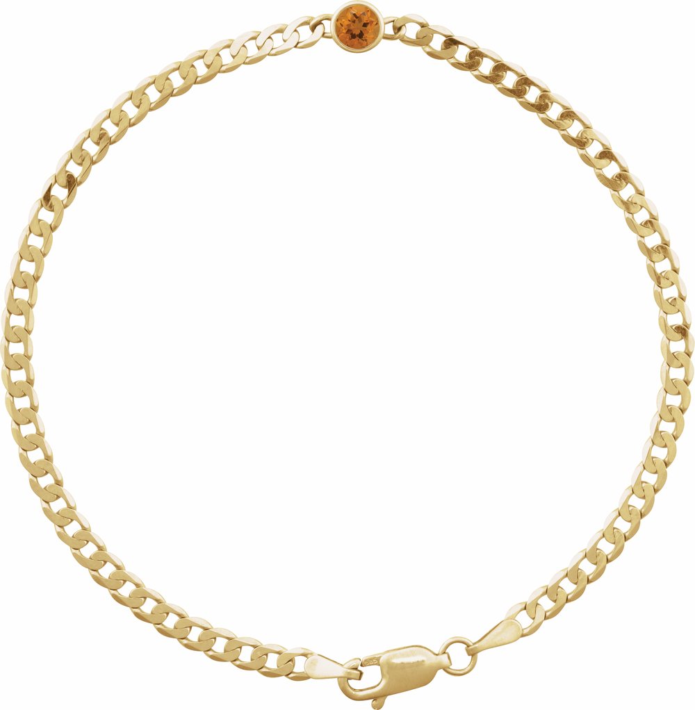 14K Yellow Natural Citrine Link 7" Bracelet