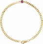 14K Yellow Natural Pink Tourmaline Link 7" Bracelet