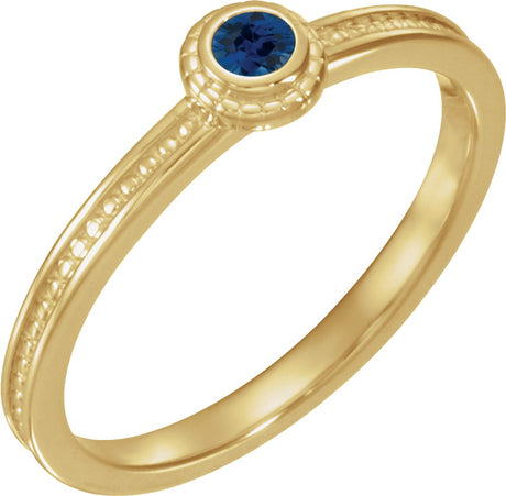 14K Yellow Lab-Grown Blue Sapphire Family Stackable Ring