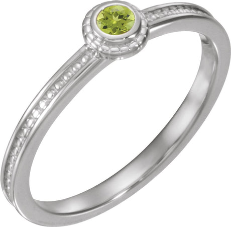 Sterling Silver Natural Peridot Family Stackable Ring