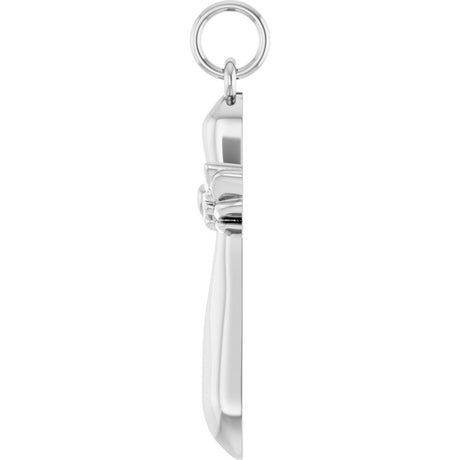14K White Gold Angel Wings Heart Cross Pendant