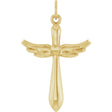 14K Yellow Gold Angel Wings Heart Cross Pendant
