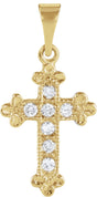 14K Yellow Gold 1/10 CTW Natural Diamond Cross Pendant 