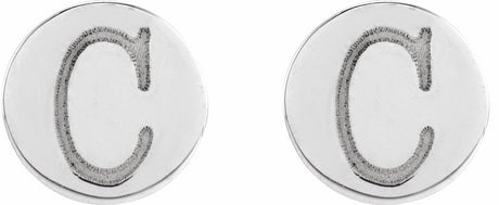 14K White Gold 5 mm Engravable Disc Earrings
