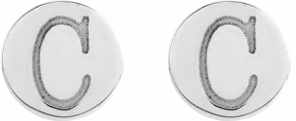 14K White Gold 5 mm Engravable Disc Earrings