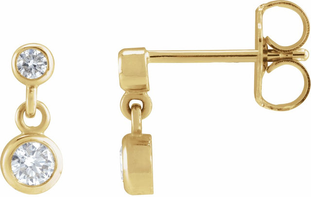 14K Yellow Gold 1/4 CTW Natural Diamond Two-Stone Earrings