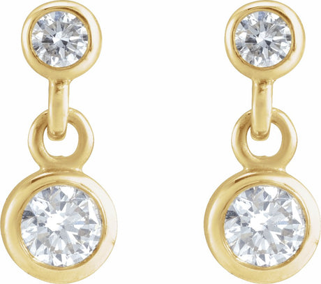 14K Yellow 1/4 CTW Natural Diamond Two-Stone Earrings