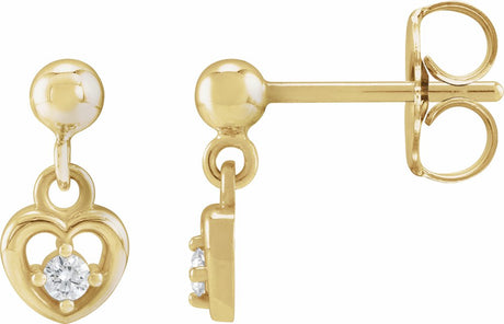14K Yellow .06 CTW Natural Diamond Heart Earrings