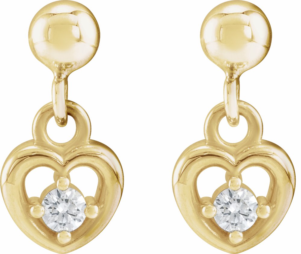 14K Yellow .06 CTW Natural Diamond Heart Earrings