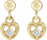 14K Yellow .06 CTW Natural Diamond Heart Earrings