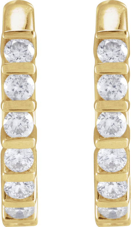 14K Yellow 1/6 CTW Natural Diamond 10.7 mm Hinged Hoop Earrings
