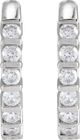 Sterling Silver 1/5 CTW Natural Diamond 12.7 mm Hinged Hoop Earrings