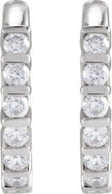 14K White 1/5 CTW Natural Diamond 12.7 mm Hinged Hoop Earrings