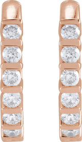 14K Rose 1/3 CTW Natural Diamond 15 mm Hinged Hoop Earrings