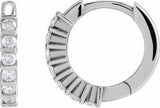 Sterling Silver 1/5 CTW Natural Diamond 12.7 mm Hinged Hoop Earrings