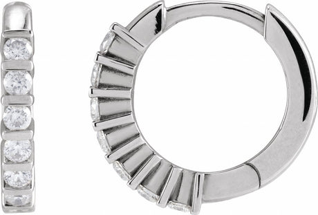 Sterling Silver 1/5 CTW Natural Diamond 12.7 mm Hinged Hoop Earrings