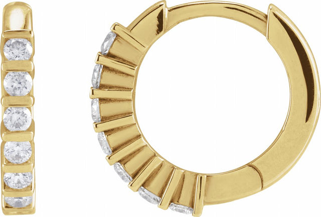 14K Yellow Gold 1/3 CTW Natural Diamond 15 mm Hinged Hoop Earrings