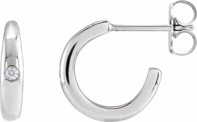 14K White Gold .03 CTW Natural Diamond 12 mm Hoop Earrings