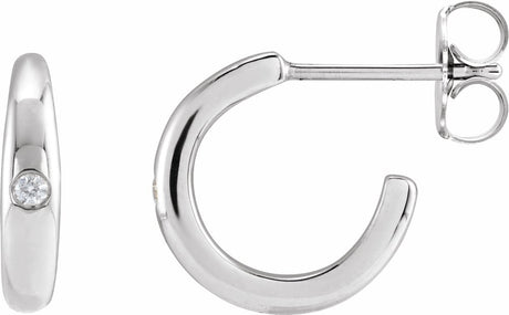 14K White Gold .03 CTW Natural Diamond 12 mm Hoop Earrings