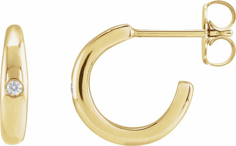 14K Yellow Gold .03 CTW Natural Diamond 12 mm Hoop Earrings