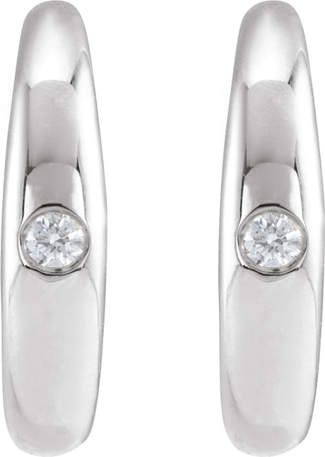 Sterling Silver .03 CTW Natural Diamond 12 mm Hoop Earrings