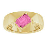 14K Yellow Gold Lab-Grown Pink Sapphire Asymmetric Solitaire Ring