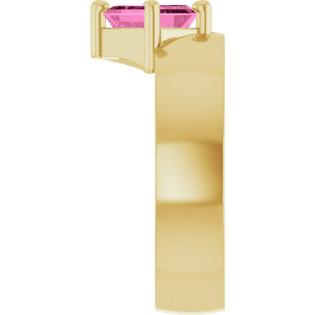 14K Yellow Gold Lab-Grown Pink Sapphire Asymmetric Solitaire Ring
