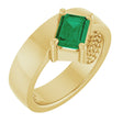 14K Yellow Gold Lab-Grown Emerald Asymmetric Solitaire Ring