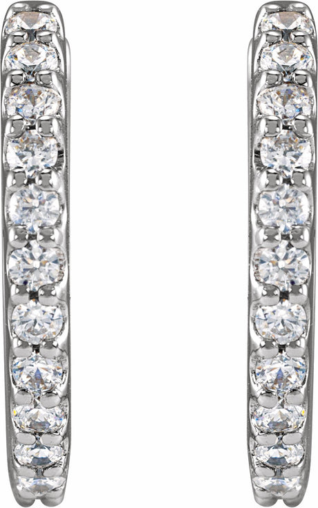 14K White 1/2 CTW Lab-Grown Diamond 13.64 mm Hoop Earrings