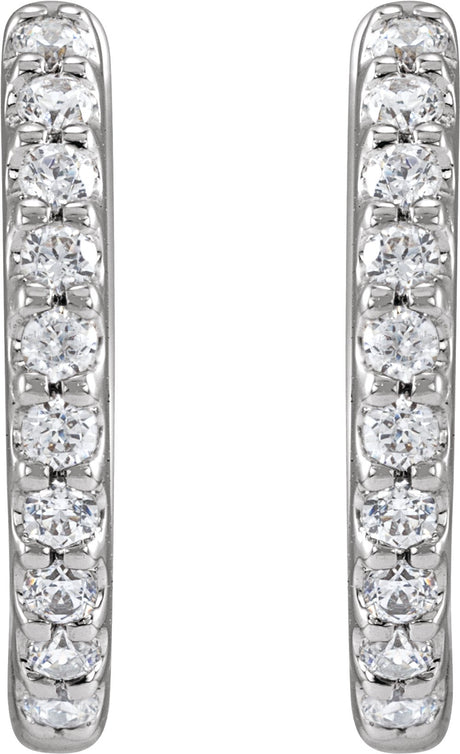 14K White 1/3 CTW Lab-Grown Diamond 12.6 mm Hoop Earrings