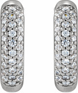 14K White 1/4 CTW Lab-Grown Diamond 12 mm Hinged Hoop Earrings