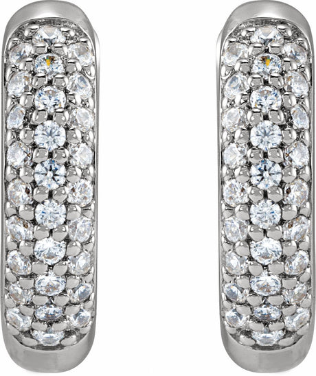 14K White Gold 1/4 CTW Lab-Grown Diamond 12 mm Hinged Hoop Earrings